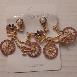 4/$60 New Large Bicycle Stud Earrings